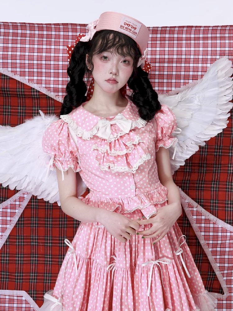 Polka Dot Short Sleeve Top【s0000012186】