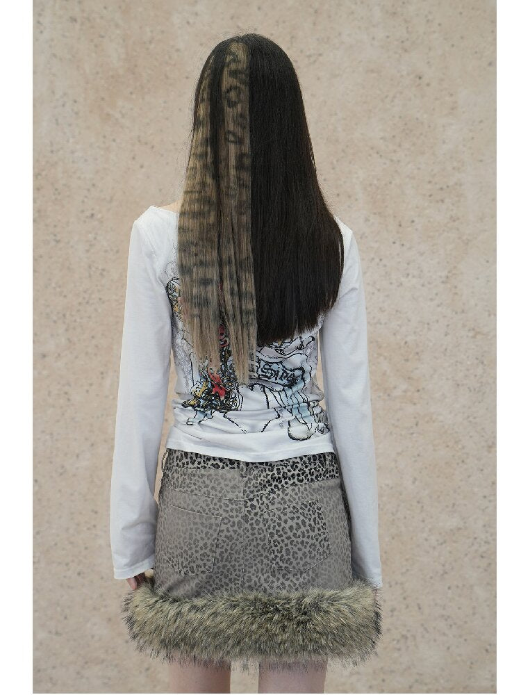 Snow Leopard Corduroy Short Skirt【s0000018068】