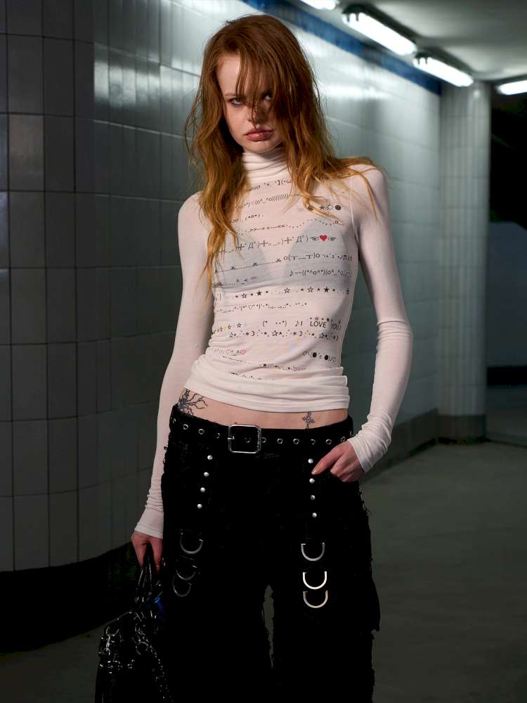 Wool Blend Emoji Stripe Turtleneck【s0000014648】