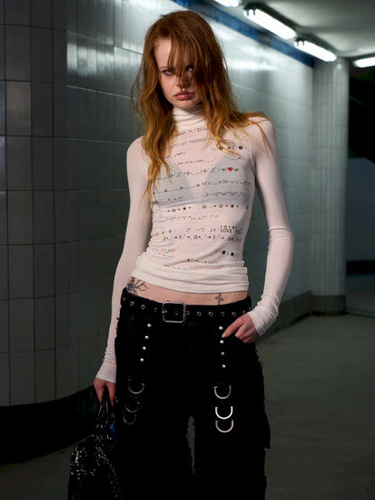 Wool Blend Emoji Stripe Turtleneck【s0000014648】