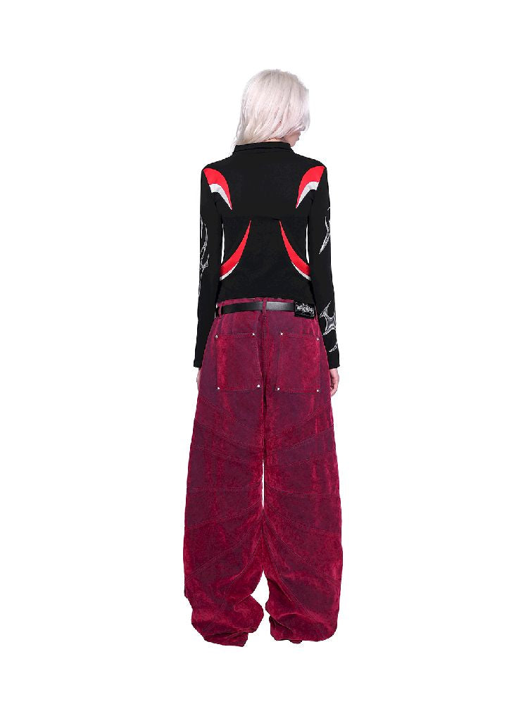 Loose Slouchy Red Jeans【s0000011022】