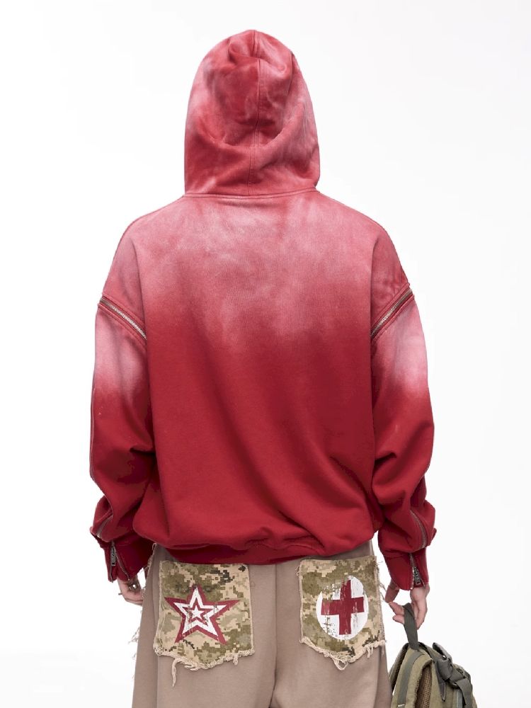 Washed Embroidered Hooded Sweatshirt【s0000011357】