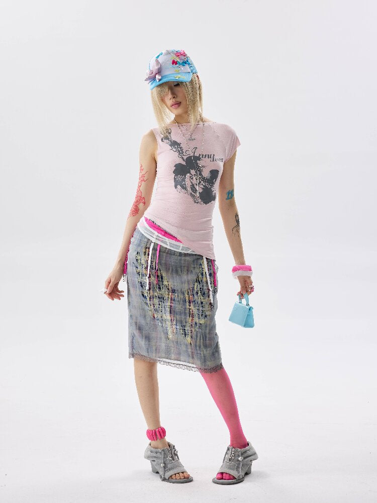 Double Waist Plaid Cutout Skirt【s0000017646】
