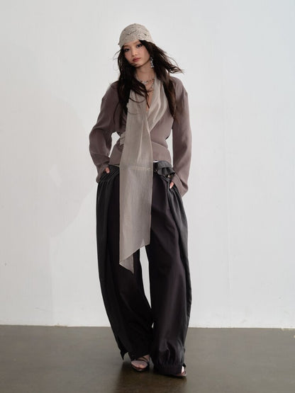 Pleated Patchwork Lantern Bubble Pants【s0000015690】