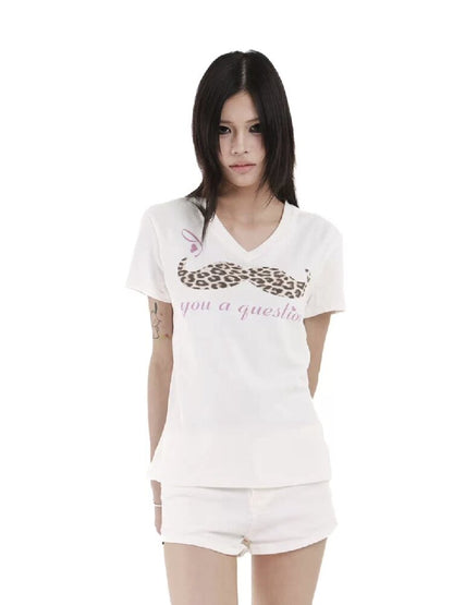 Leopard Print Slogan Short Sleeve【s0000018242】