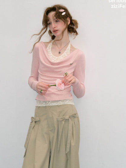Soft Swept Neck Halter Knit Sweater【s0000017883】