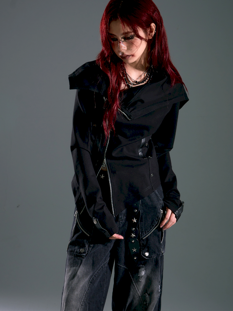 Asymmetric Slim-Fit Zipper Knit Cardigan【s0000013916】