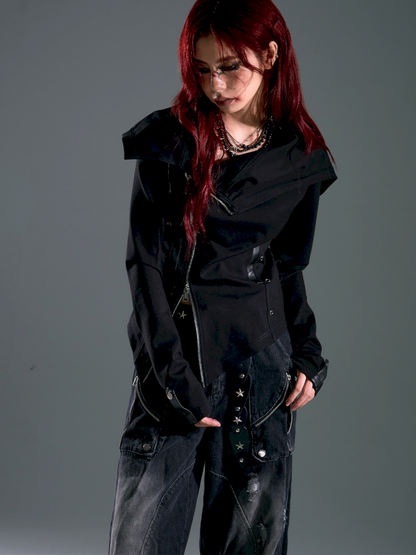 Asymmetric Slim-Fit Zipper Knit Cardigan【s0000013916】