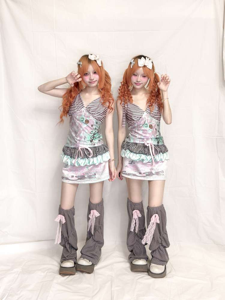 Striped Lace Up Vest Suspender【s0000015204】