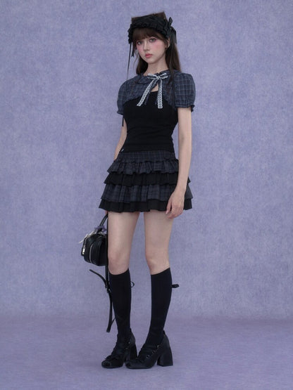 Puff Sleeve Bow Cover Up Top【s0000017274】