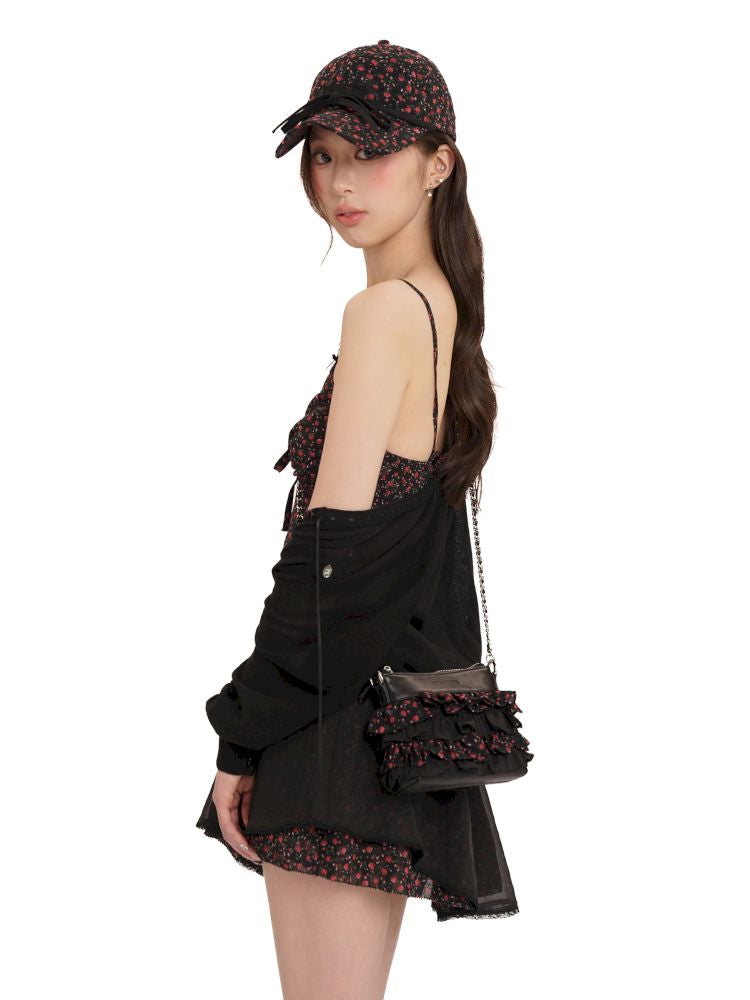 Embossed zipper chain sling bag【s0000012577】