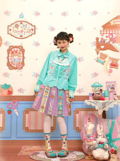 Petal Collar Embroidery Shirt In【s0000015573】