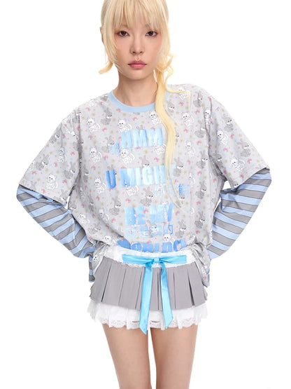 Bow-Tie Lace Two-Piece Style Pleated Skirt【s0000014089】