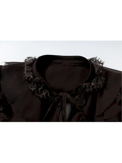 Court-Style Lace Chiffon Shirt【s0000013948】