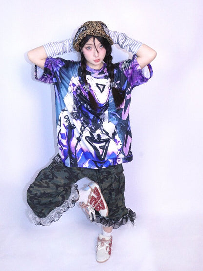 Cyber Mechanical Loose Crew Neck T Shirt【s0000017706】