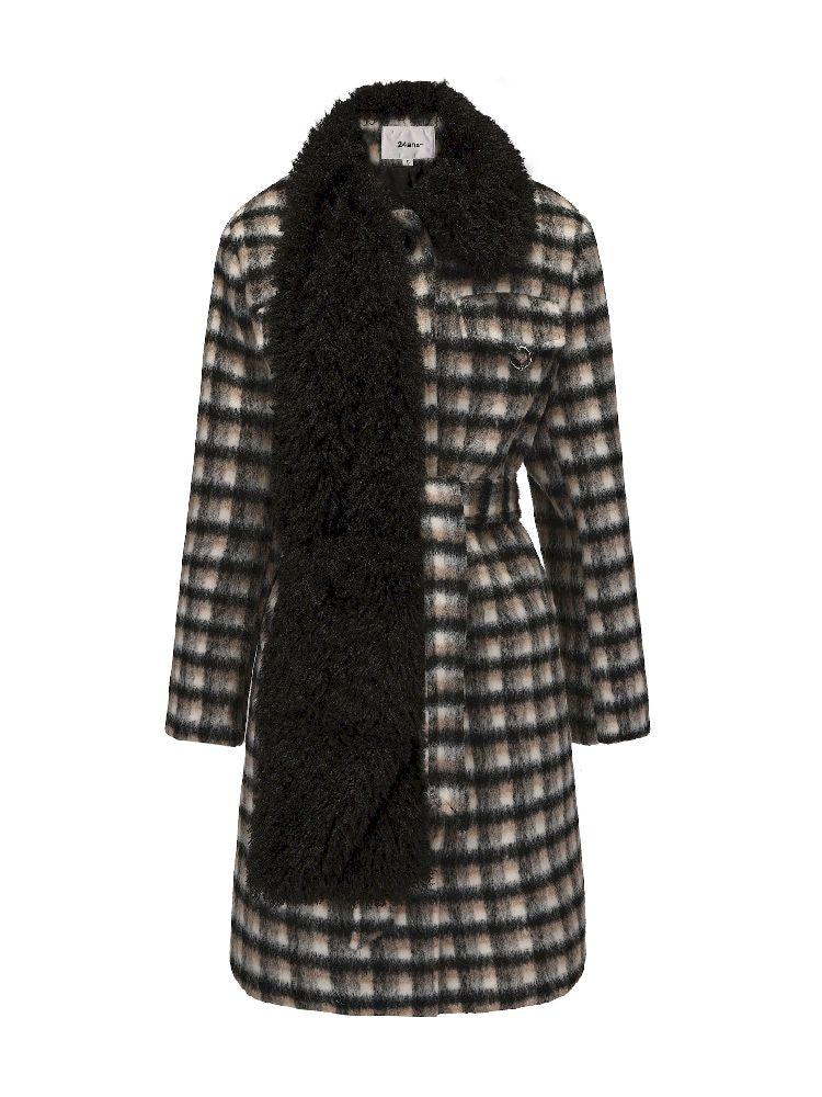 Wool Scarf Plaid Coat [S0000010945]