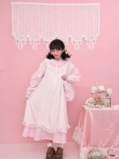 Lace petal hem smocked skirt tank dress【s0000013497】