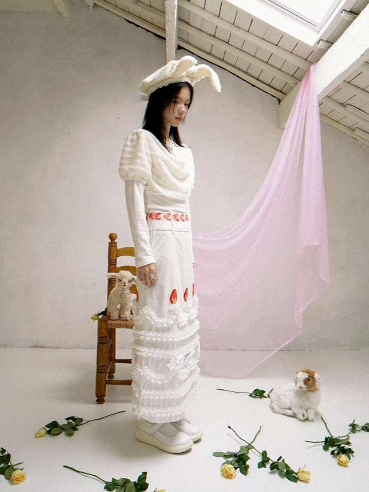 Draped Collar Bow Knitted Two-Piece Top【s0000014938】