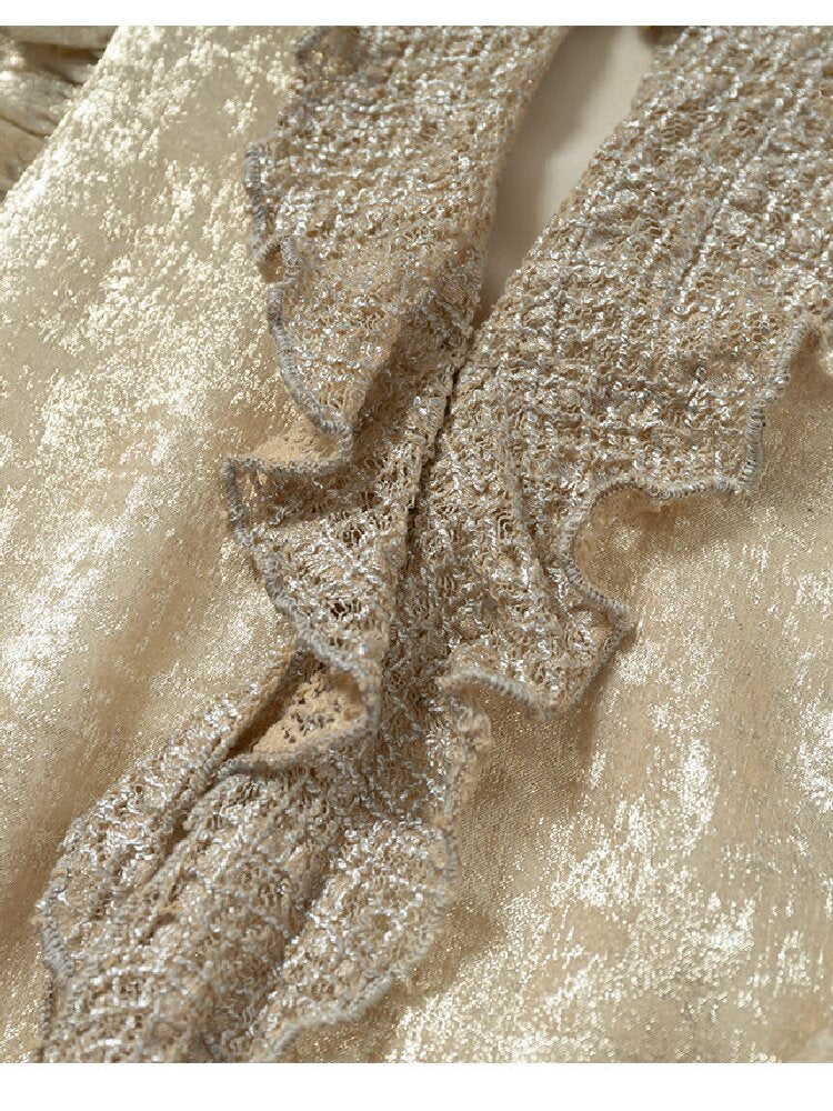 Baroque Satin Ruffle Two Piece Dress【s0000016996】