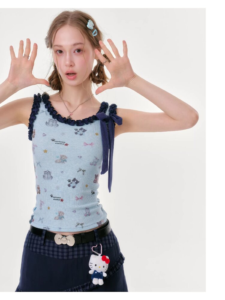Printed Fungus Slim Camisole Top【s0000016622】