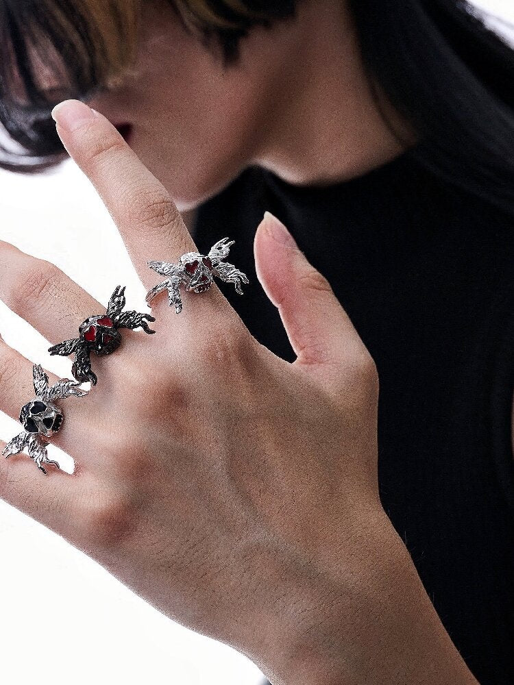 925 Silver Skull Diablo Punk Ring【s0000018831】