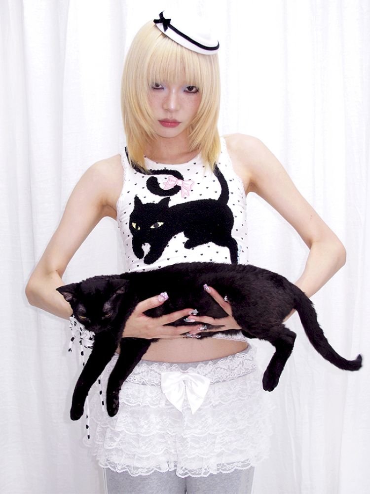 Polka Dot Print Tank Top【s0000013878】