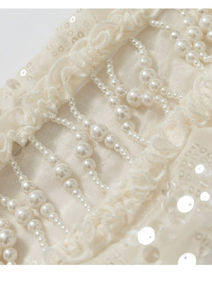 Pearl Chain Sequin Chiffon Cover Up【s0000016991】