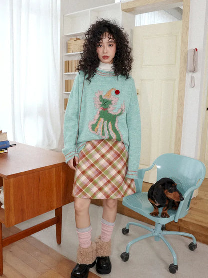College-Style Casual Wool Plaid A-Line Skirt【s0000013983】
