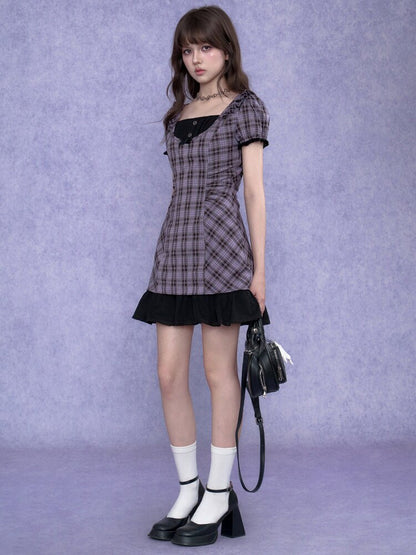 Purple Halter Halter Two Piece Dress【s0000017687】