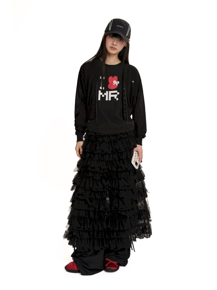 Lightweight cake-style midi skirt【s0000012568】