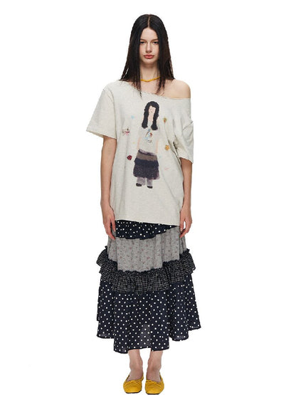 Floral Plaid Polka Dot Cake Skirt【s0000015885】