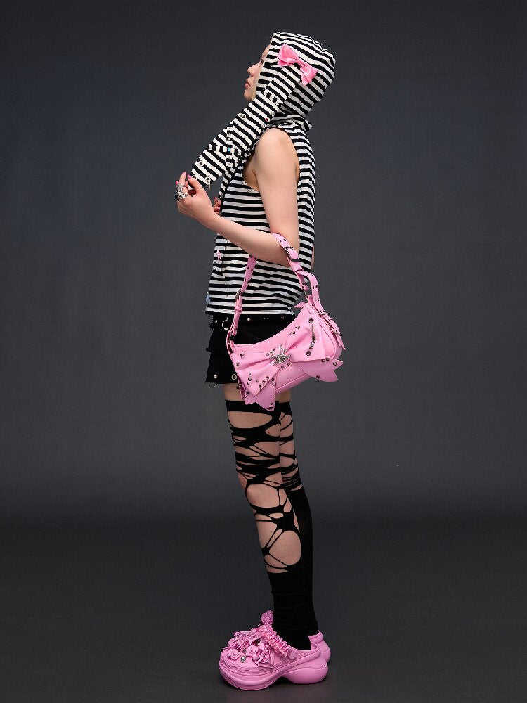 Hardware Decoration Bow Striped Vest【s0000017026】