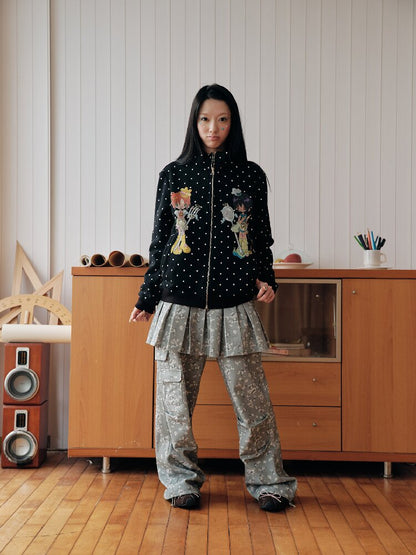 Gray Mosaic Detachable Skirt Jeans【s0000018707】