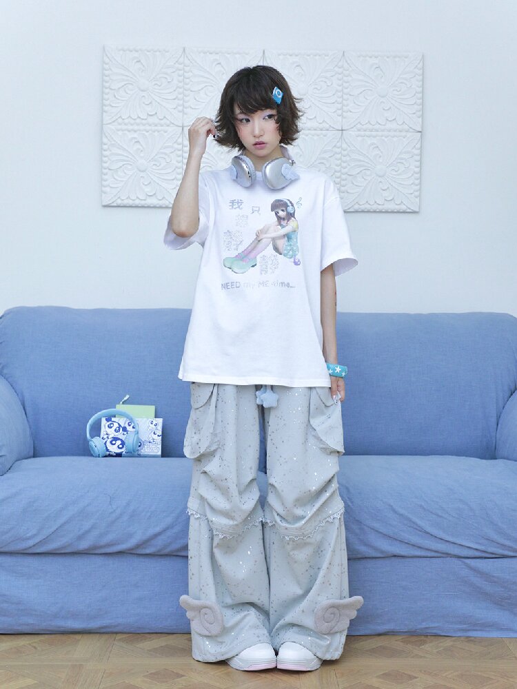 Teal Green Wings Cargo Pants【s0000016549】