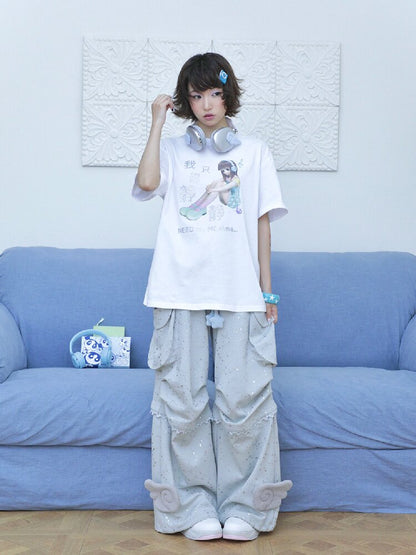 Teal Green Wings Cargo Pants【s0000016549】