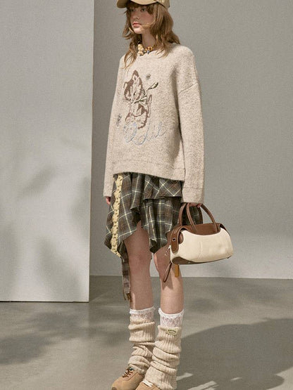 Playful Kitten Round Neck Long Sleeve Sweater【s0000014402】