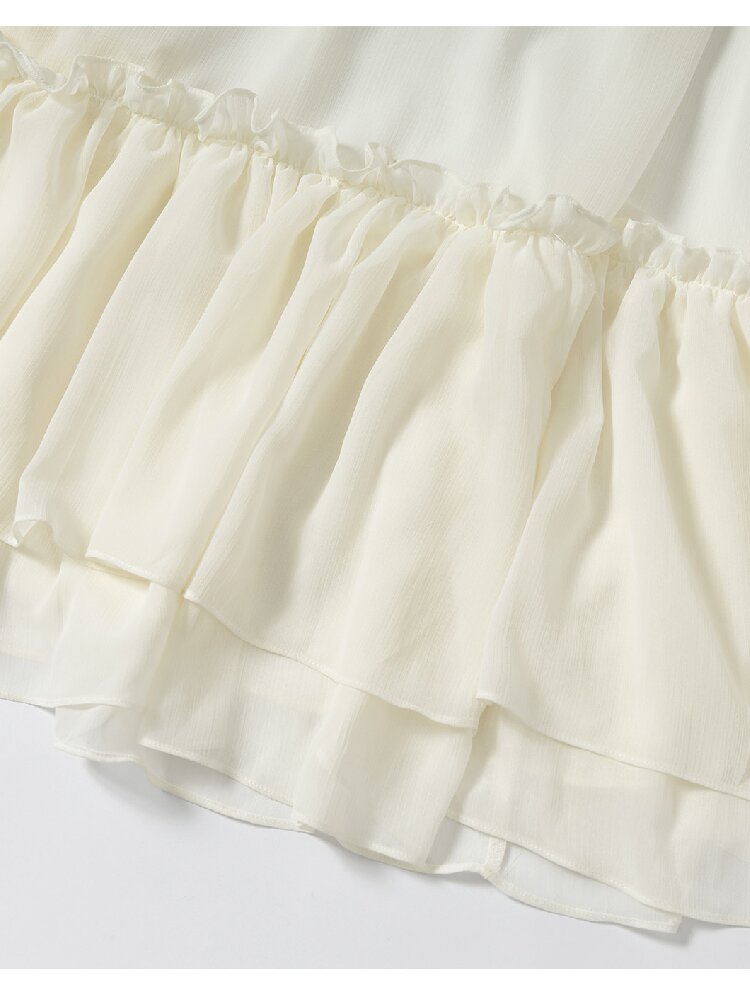 Shirring Deep V Chiffon Dress【s0000015932】