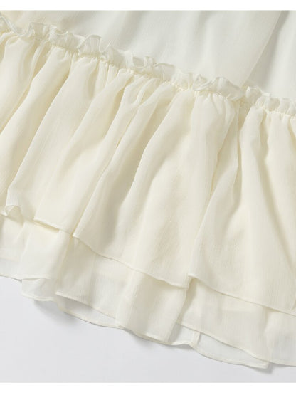 Shirring Deep V Chiffon Dress【s0000015932】