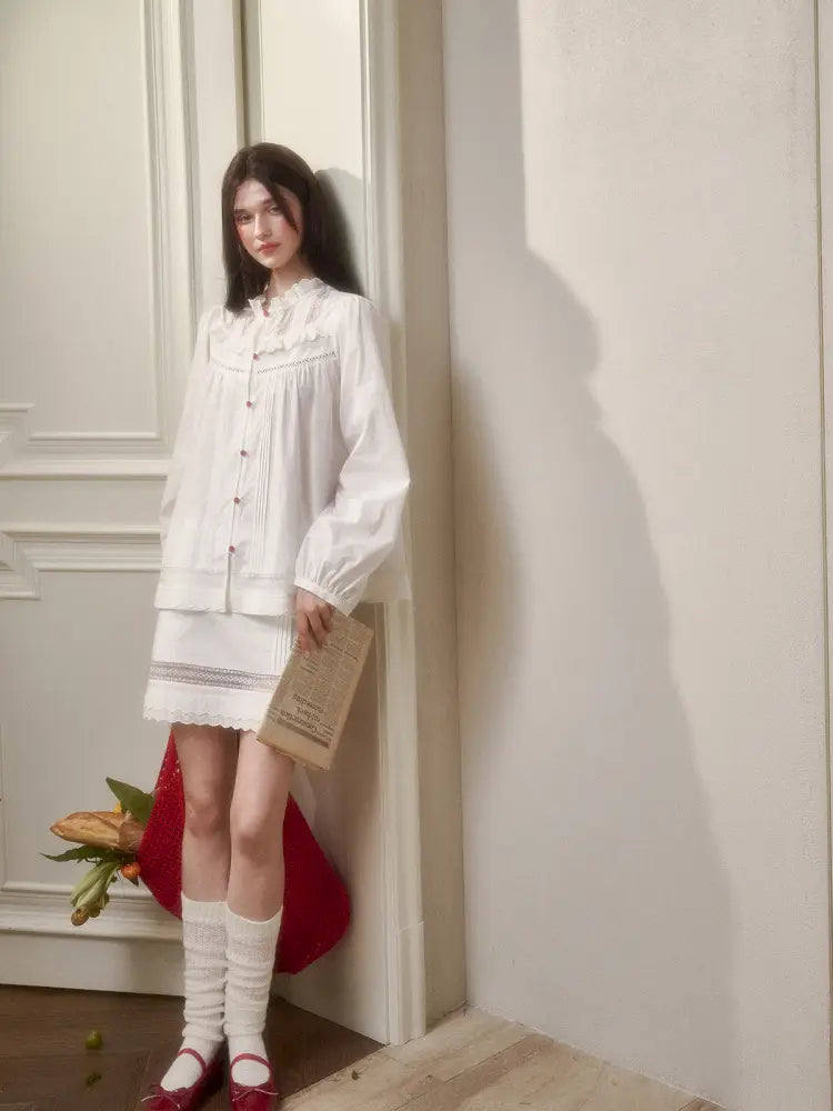 Natural Cotton Shirt Skirt Set【s0000014330】