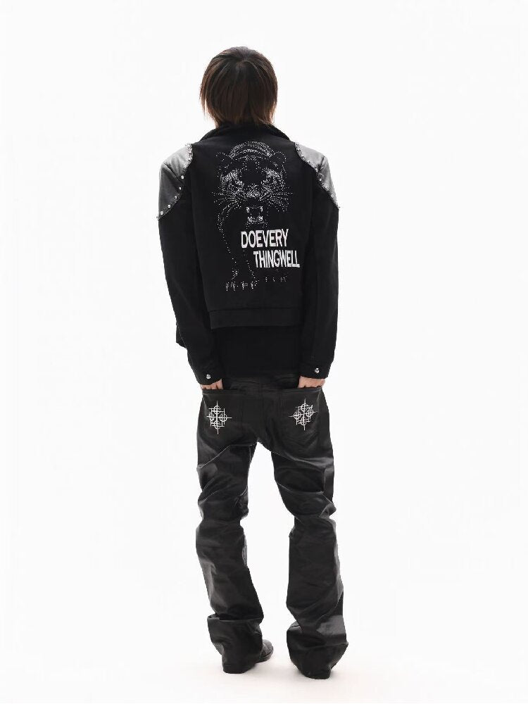 Leather Armor Rivet Canvas Jacket【s0000018352】