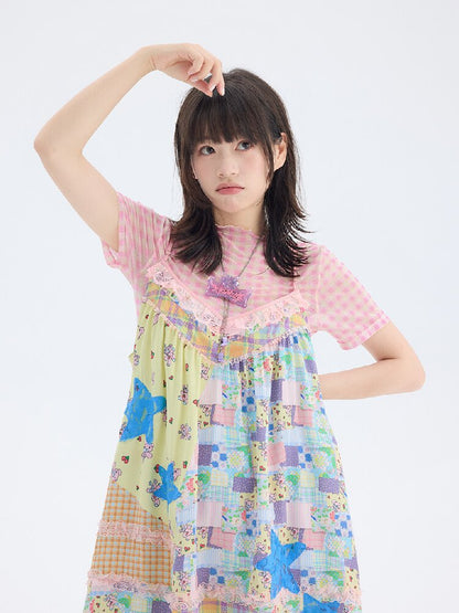 Floral Patchwork Star Lace Dress【s0000017699】