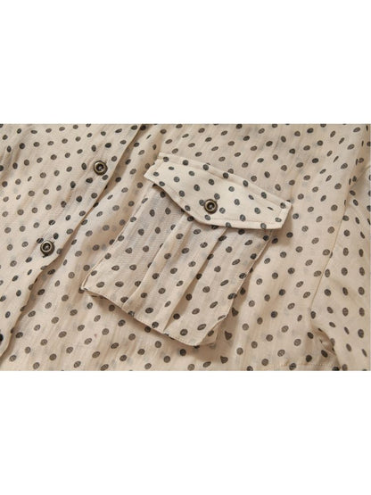 Polka dot plaid sun loose shirt【s0000012622】