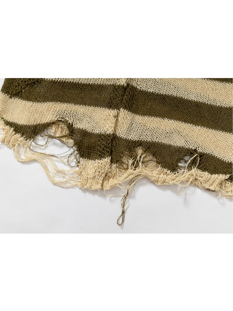 Striped knit loose bat-sleeve sunscreen hoodie【s0000012319】