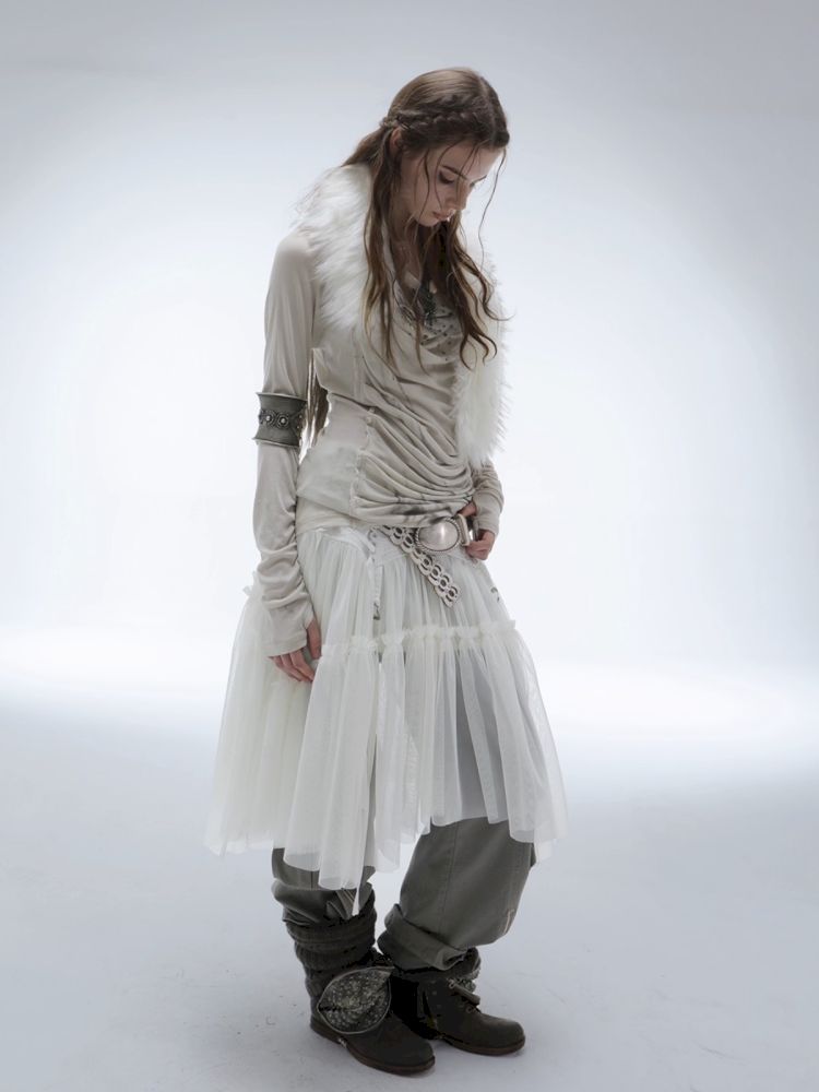 Original Textured Sheer Chiffon Blouse【s0000013908】