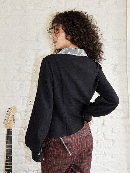 Punk-Style Lace Patchwork Shirt【s0000017895】