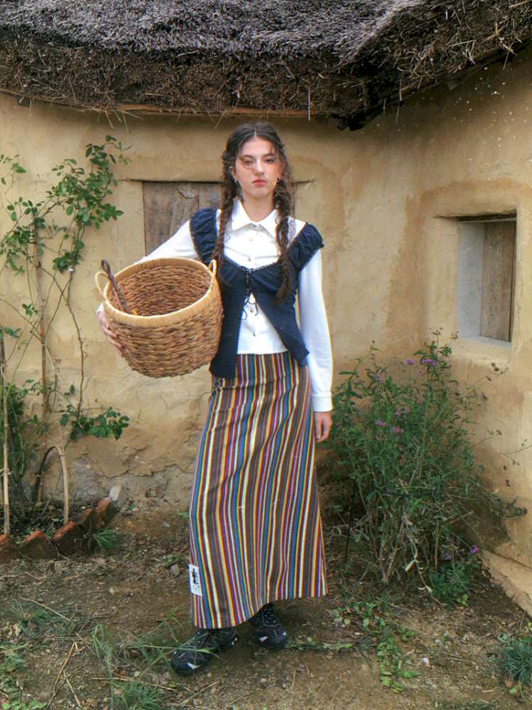 Blue Plaid Polka Dot Long Shirt【s0000014902】