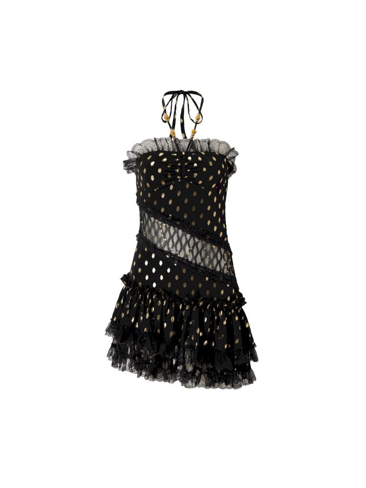 Lace Halter Neck Strapless Dress【s0000012786】