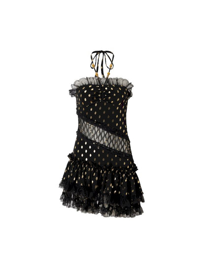 Lace Halter Neck Strapless Dress【s0000012786】