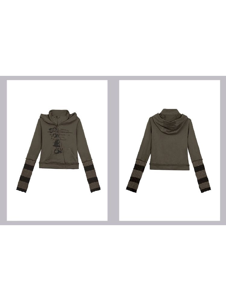 CROOKED ZIPPER HOODED SWEATSHIRT [S0000010765]