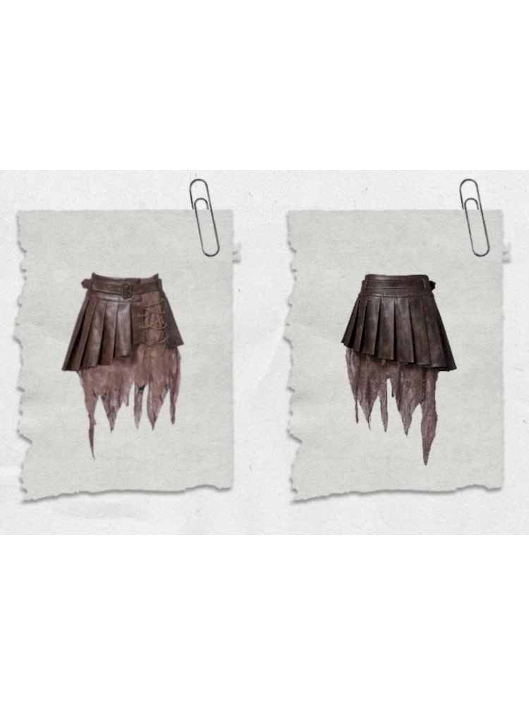 Hippie Spliced ​​Irregular Leather Skirt【s0000007665】